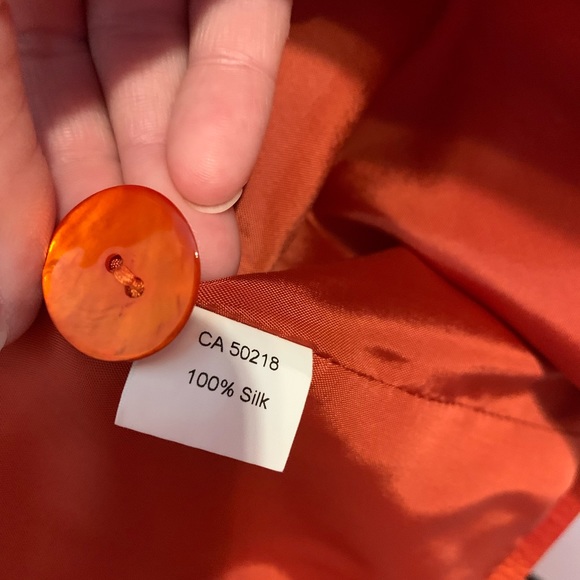 Silk SKIRT SUIT gorgeous orange. Never worn size 8/10 - Picture 6 of 13